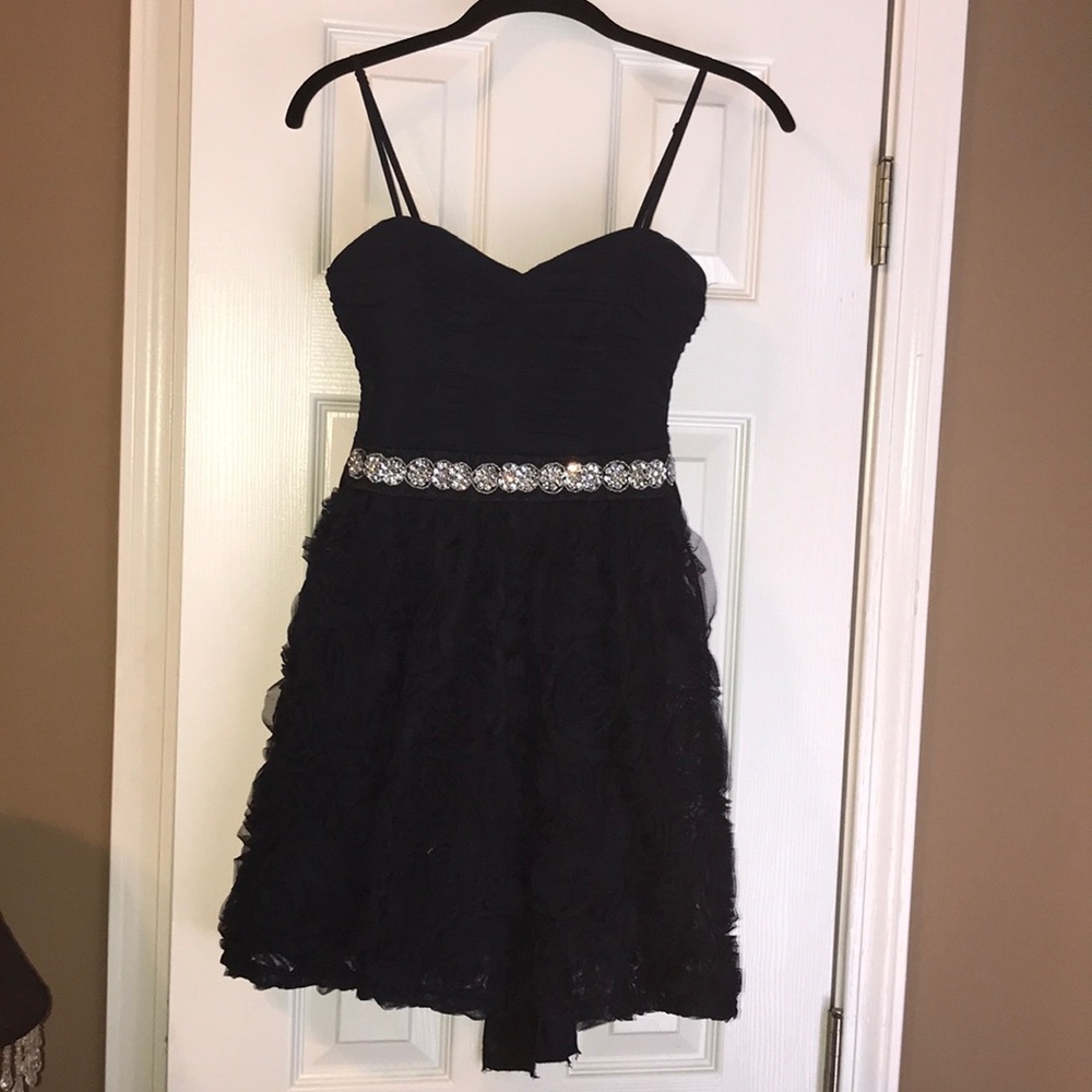 Navy Blue Dress w/rhinestone attached belt
